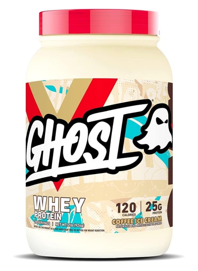 Buy GHOST Whey Protein Powder, Coffee Ice Cream - 2LB Tub, 25G of Protein - Flavored Isolate, Concentrate & Hydrolyzed Whey Protein Blend - Post Workout Shakes - Soy & Gluten Free in UAE