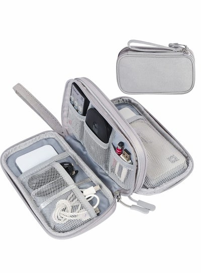 Buy Electronic Organizer, Travel Cable Organizer Bag Pouch Accessories Carry Case Portable Waterproof Double Layers Storage for Cable, Cord, Charger, Phone, Earphone, Medium Size, Grey in UAE
