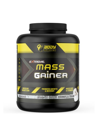 Buy Body Builder Extreme Mass Gainer - Weight Gainer with 36g Protein, 8.3g BCAA, 142g Carb and 50mg Enzymes - Cookies and Cream, 5 LB in UAE