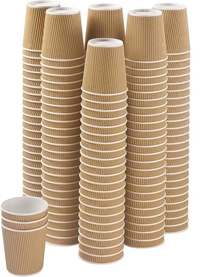 اشتري 8 oz. Brown Disposable Ripple Insulated Coffee Cups - Hot Beverage Corrugated Paper Cups [50 CUPS ] WITHOUT LID في الامارات
