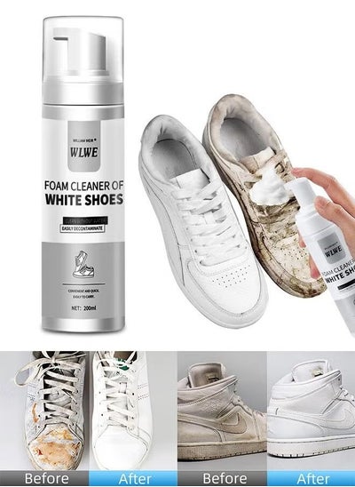 Buy 200ml Foam Shoe Cleaner for Non-washing Decontamination and Whitening of Sports Shoe Sneakers White Shoes Microfiber Shoe and Cloth Shoes Cleaning in Saudi Arabia