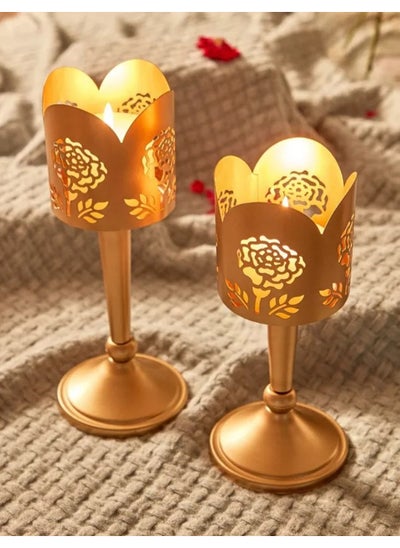 Buy Luminous 2-Piece Metal Tealight Candleholder Set in Saudi Arabia