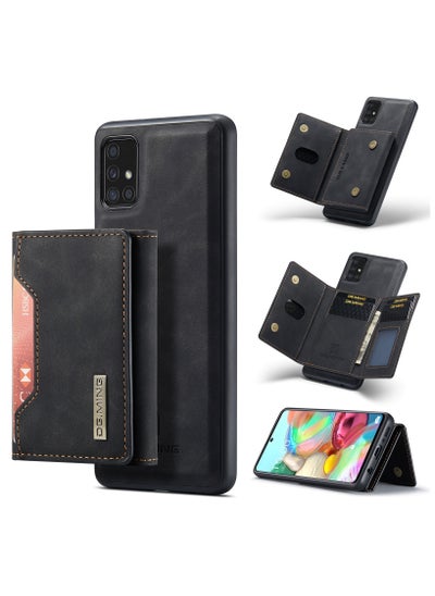 Buy CaseMe Wallet Case for Samsung Galaxy A71 DGMING Premium Leather Phone Case Back Cover Magnetic Detachable with Trifold Wallet Card Holder Pocket - Black in Egypt