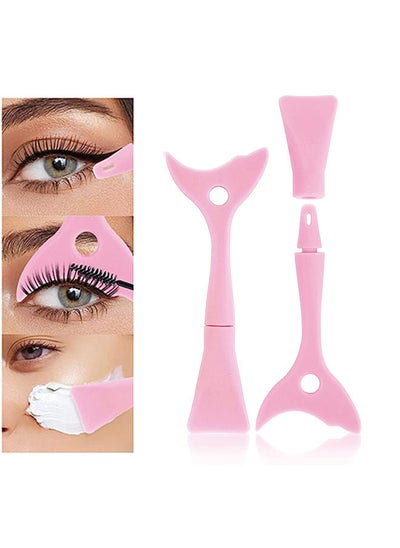 Buy Mascara Guard Silicone Mascara Shield Applicator Eye Lash Eyeshadow Eyeliner Auxiliary Tool with Face Mud Mask Brush Applicator Reusable Detachable Multi-Purpose Lazy Quick Eye Makeup Tool(Pink) in UAE