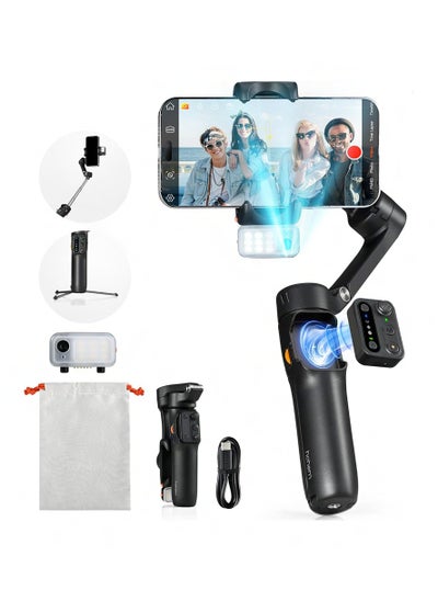 Buy Hohem iSteady V3 Foldable Smartphone Gimbal Stabilizer with Detachable Remote Control, 3-Axis Phone Gimbal, Magnetic AI Tracker, Built-in Extendable Rod & Tripod Perfect for Travel, Vlog(Black) in UAE