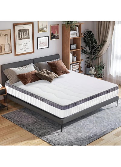 Buy 25cm Memory Foam Hybrid King Mattress, Medium Firm Mattress with Cooling & ShapeSense Technology, Individually Wrapped Coils Innerspring Mattress in a box in UAE