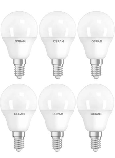 اشتري Osram Led Value E14 Classic P40 Frosted 4.9W - Warm White / 2700K Pack of 6 في الامارات