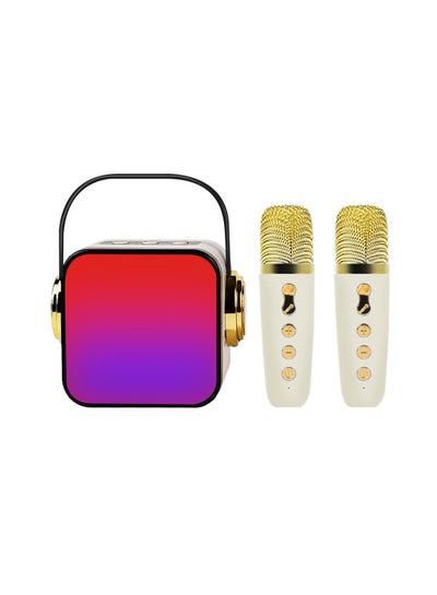 اشتري مكبرات صوت كاريوكي بلوتوث مع 2 ميكروفون لاسلكي وإضاءة LED ملونة للحفلات المنزلية الخارجية في السعودية