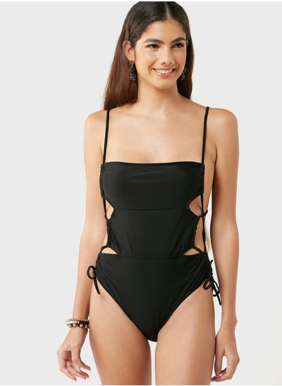 Buy Tie Detail Cut Out Swimsuit in Saudi Arabia