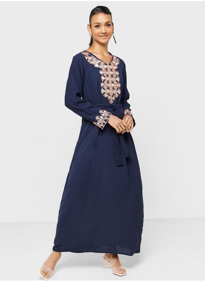 اشتري Embroidered Belted Jalabiya في الامارات