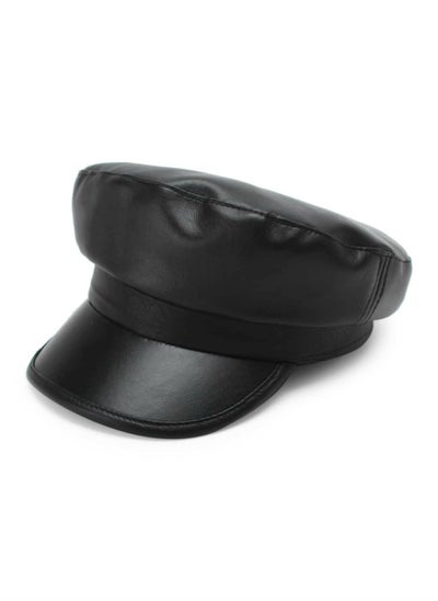 Buy Faux Leather Baker Boy Hat in UAE