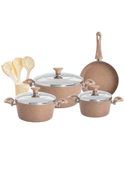 Buy Granite Cookware Set 13 Pieces brown color in Saudi Arabia