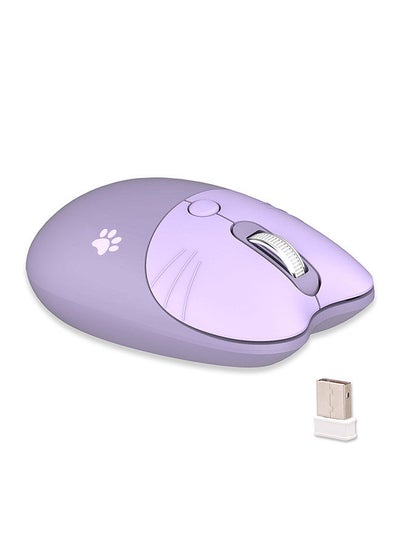 اشتري M3 2.4G Wireless Mouse Ergonomic Office Mice 3-gear Adjustable DPI Auto Sleep Low Noise for Desktop Computer Laptop Purple في السعودية