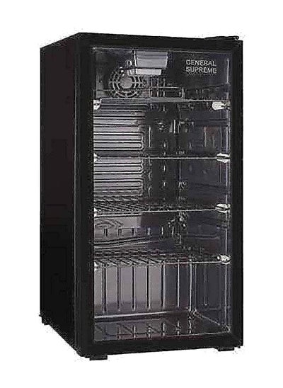 Buy General Supreme display refrigerator 92 liters one glass door 4 shelves black in Saudi Arabia