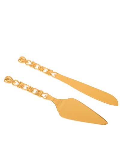 Buy Spade And Golden Metal Knife Set For Serving Cake in Saudi Arabia