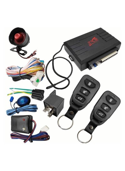 Buy 3XR Universal Car Alarm Security Anti-Theft Siren System Car Center Lock System With 2 Remote Control in Saudi Arabia