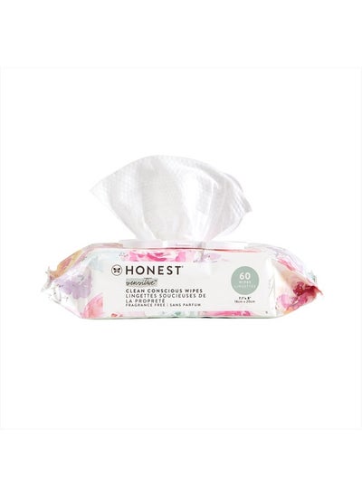 اشتري Clean Conscious Unscented Wipes | Over 99% Water, Compostable, Plant-Based, Baby Wipes | Hypoallergenic for Sensitive Skin, EWG Verified | Rose Blossom, 60 Count في الامارات