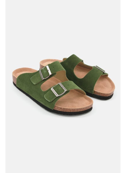 اشتري Men Plain Slip On Cork Sandals, Green Khaki في الامارات