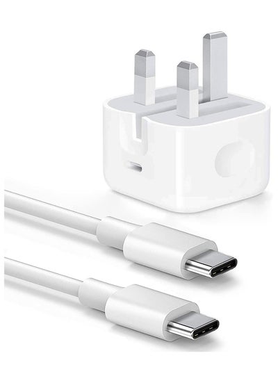 اشتري USB C charger and plug for ipad Pro, 20W Wall Fast Charger with 6.6FT USB C Fast Charging Cable Compatible for iPad Pro 12.9 5/4/3 Gen,iPad Pro 11 3/2/1 Gen,iPad Air 5,Galaxy S22/Note20 في الامارات