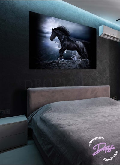 Buy Beautiful Black Horse in the Dark Decorative Wall Art Wall Decor Card Board MDF Home Decor  For Drawing Room, Living Room, Bedroom, Kitchen or Office 60CM x 40CM in Saudi Arabia