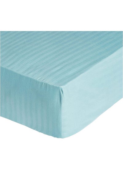 Buy Soft Comfort Stripe Microfiber AQUA Fitted Sheet  Super King  200x200 cm in UAE