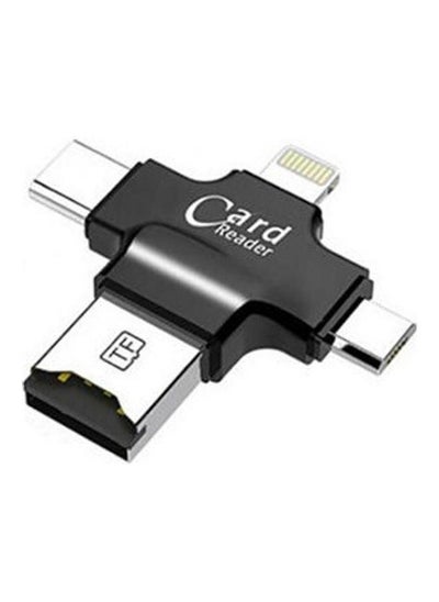 Buy 4 In 1 Micro Usb, Ios, Type C Otg Micro Sd Tf Card Reader For Android And Ios Black in UAE