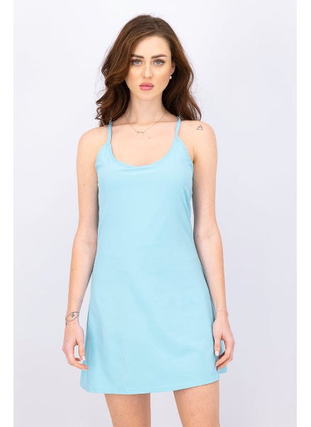 اشتري Women Sportswear Fit Solid Gym Dress, Aqua Blue في السعودية