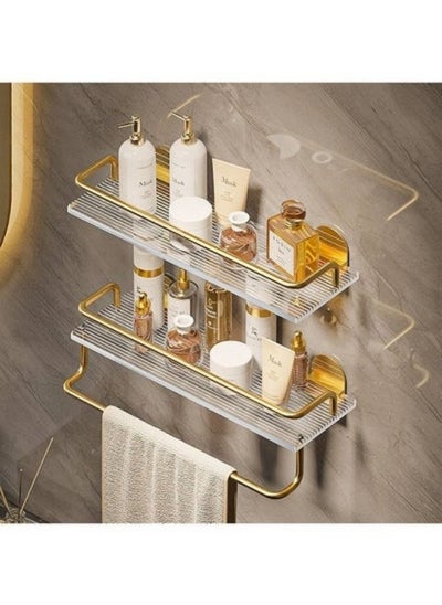 Buy Gold Wall Mounted Bathroom  Shelves with Towel Rack in Saudi Arabia