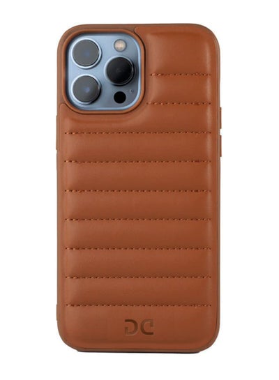Buy Protective case for iPhone 12 Pro Max made of corrugated leather, soft-touch, scratch-resistant, Brown color in Egypt