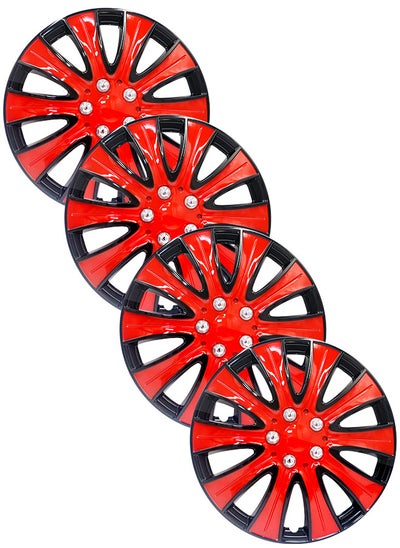 اشتري EMTC Taiwan Wheel Cover Pack of 4 | 14" Inch | EM-3140 Black Red 2 Universal Nested Style في الامارات