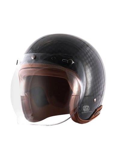 اشتري Axor Retro Jet Big Checks Carbon With Bubble Visor Helmet في الامارات