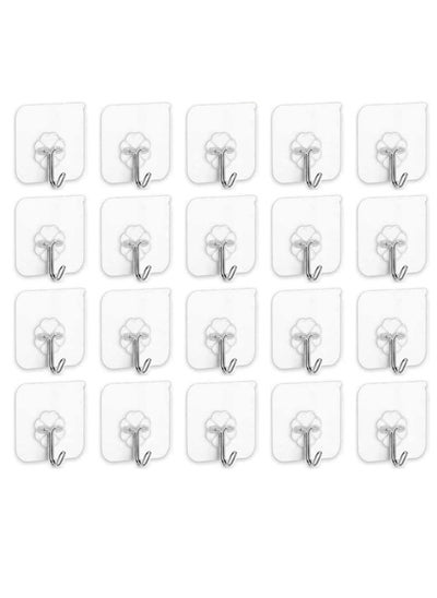 Buy Adhesive Hooks Heavy Duty Wall Hooks 20Pack 8kg (Max) Self Adhesive Hook in Saudi Arabia