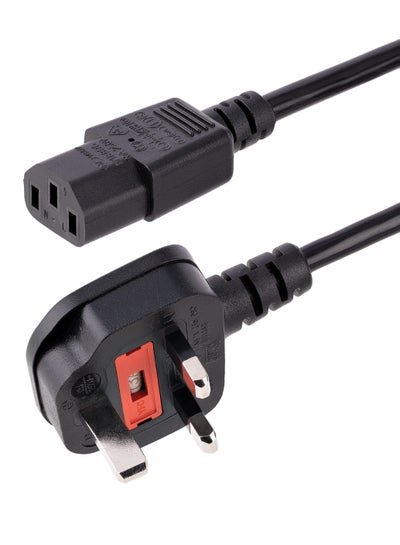 (1.8m) UK Computer Power Cable, 18AWG, BS 1363 to C13, 10A 250V, Black ...