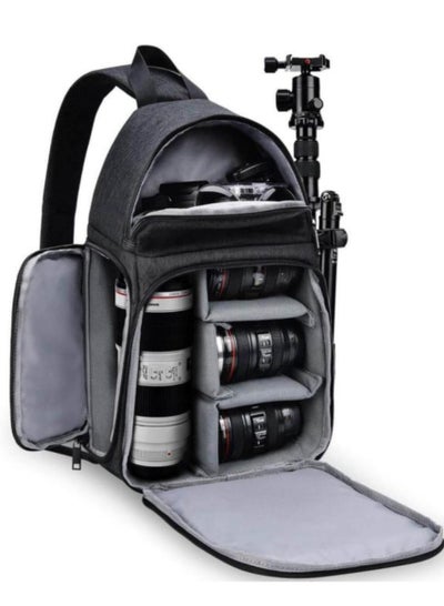 Buy EMB-XJB03 Model Eirmai backpack for cameras and photography equipment accommodates 2 cameras, 4 lenses, and other accessories. Waterproof, made of nylon in black. in Egypt