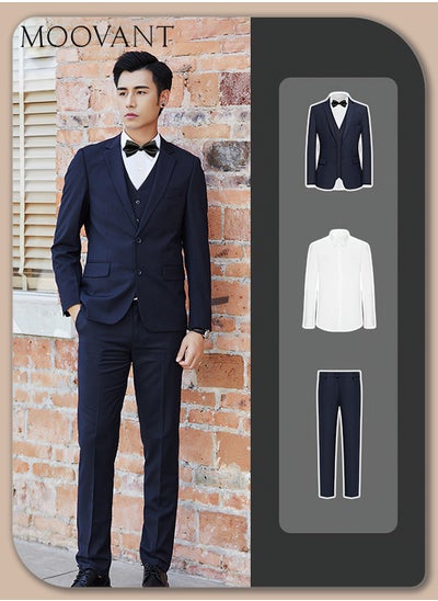 Buy 3-Piece Men's Suit Set, Business & Casual Formal Attire with Blazer, Vest, and Trousers, Men's Formal Suits in Saudi Arabia