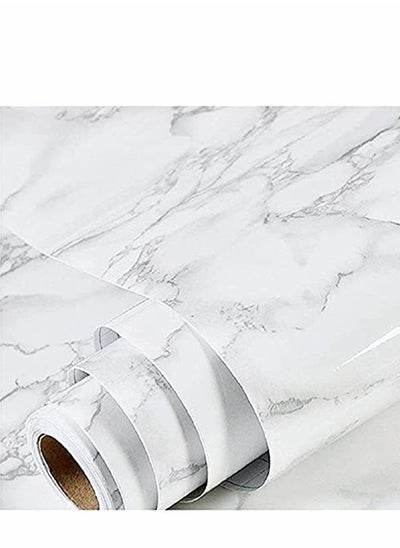 اشتري Marble Wallpaper Granite Paper for Old Furniture Self Adhesive and Removable Cover Surfaces 15.8”x197“ Marble Paper Peel and Stick Easy to Apply في السعودية