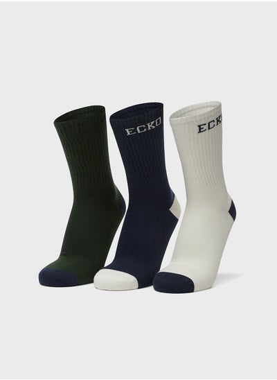 اشتري 3 Pack Logo Crew Socks في الامارات