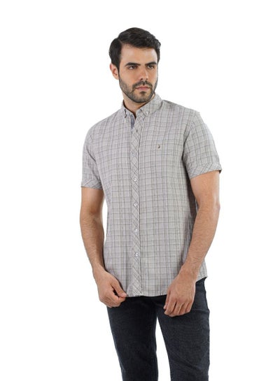Buy Men's Shirt- cotton - Color Gray / MULTI COLOR in Egypt