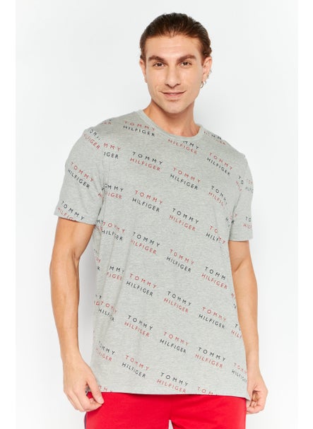 اشتري Men Brand Logo Short Sleeve Pajama Top, Grey Combo في الامارات