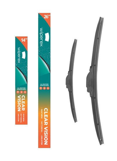 اشتري WiperEx Wiper Blades for Renault CAPTUR 2018 2019 26" + 14" All Weather, Uniform Wiping, Premium Rubber, Perfect Fit, Silent, Reduced Wind Lift, No Marks (Set of 2) في الامارات