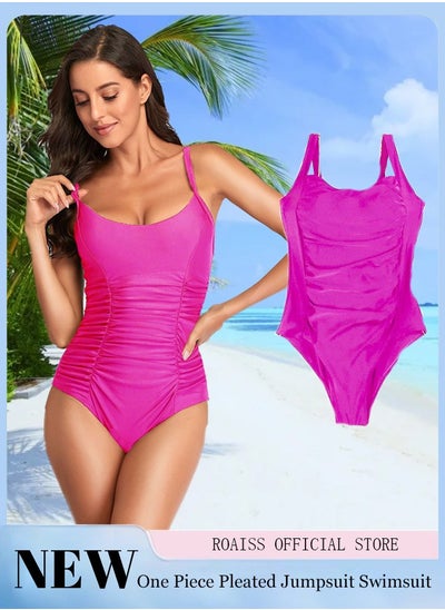 اشتري One Piece Women's One Piece Swimsuit Belly Pleated High Stretch Adjustable Straps Swimsuit في الامارات