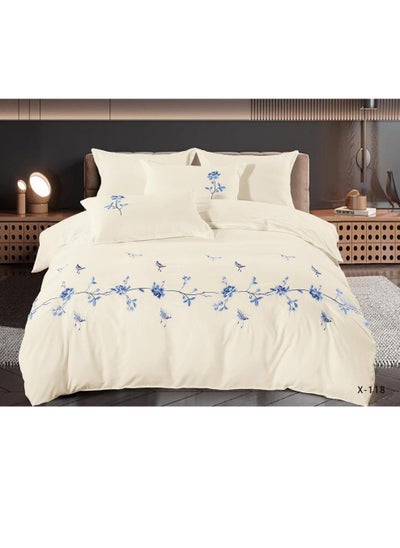 Buy Luxury Rose Embroidery Cotton Duvet Cover Set Korean Style Bedding Princess Solid Color Bedspread Bed Sheet Pillow Cases in UAE