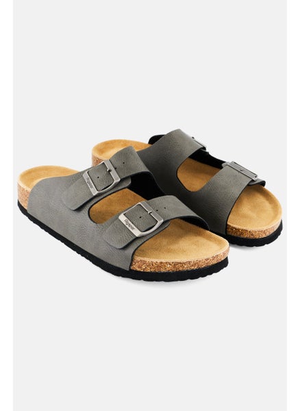 اشتري Men Buckle Slip On Cork Sandals, Grey في السعودية