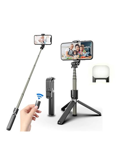 Buy 105cm Bluetooth Selfie Stick Tripod, Wireless Remote  Selfie Stick, Extendable Tripod Stand with Wireless, Selfie Stick Tripod with Light Modes, 360 Degree Rotation for iPhone/Android -Black in Saudi Arabia