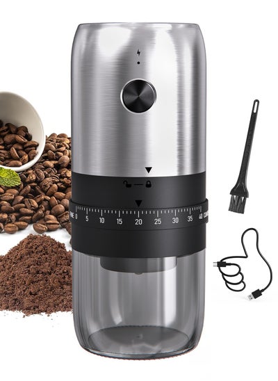 Buy Portable Burr Coffee Grinder with 40 Adjustable Settings & 35g Capacity, 1800mAh Rechargeable Coffee Bean Grinder with Conical Ceramic Burr, for Travel, Camping, Office, Espresso, etc in UAE