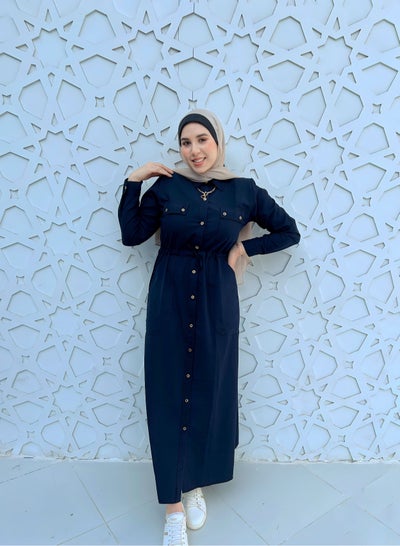 Buy Navy Blue Maxi shirt dress in Egypt