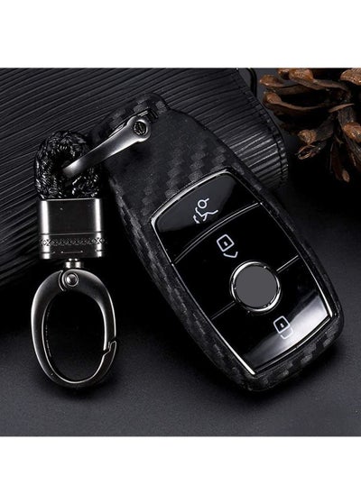 Buy Silicone carbon fiber catchy style smart keyless remote Key Fob case Cover For Mercedes-Benz E-Class S-Class W213 2016 2017 2018 2019 keychain in Saudi Arabia