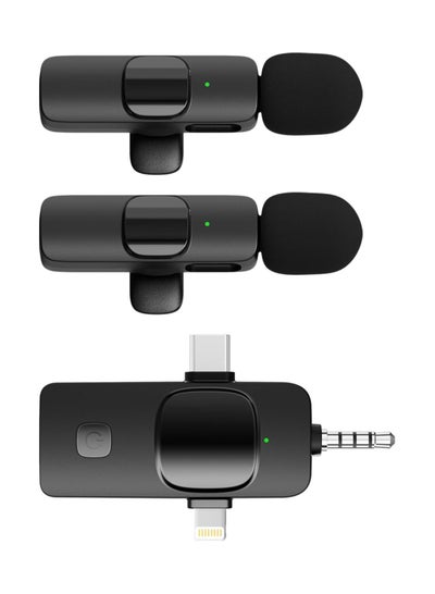 اشتري Wireless Lavalier Microphone 3 in 1 for iPhone iPad iPhone 15 USB C Smartphone Computer Camera, Plug and Play Intelligent Noise Reduction Mini Mic for Vlog YouTube TikTok Live Streaming (MIC 2) في الامارات