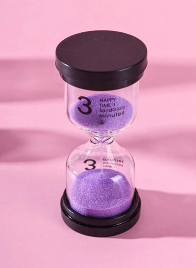 Buy Magnetic Sand Hourglass 3 Minute Glass Plastic Covered Hourglass With Black Lid And Purple Sand in Saudi Arabia