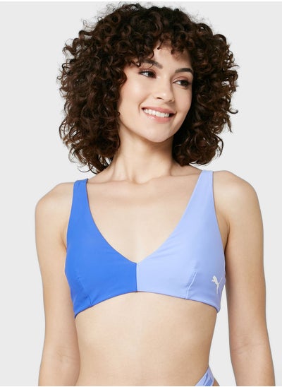 Buy Logo Color Block Plunge Swim Top in UAE